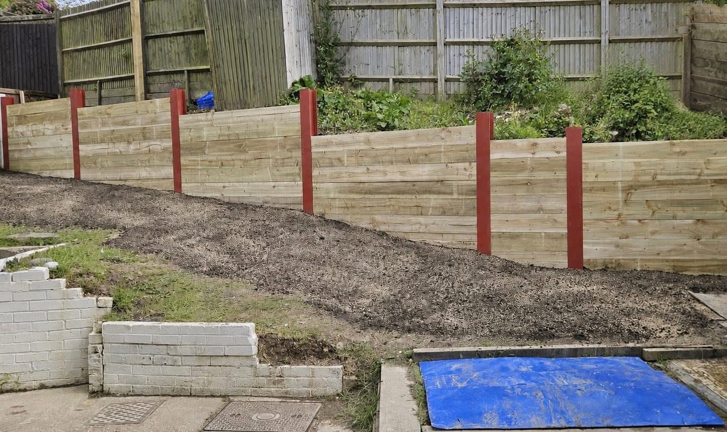 Sleeper retaining wall & groundworks